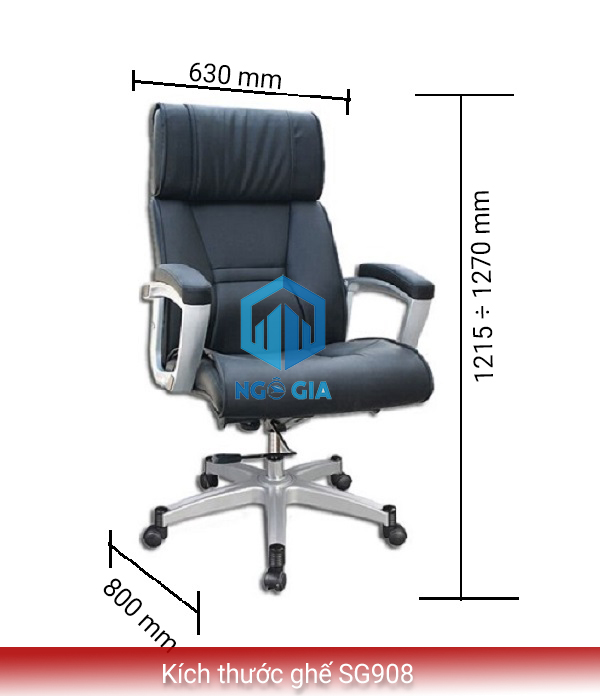 Kích thước ghế trưởng phòng SG908